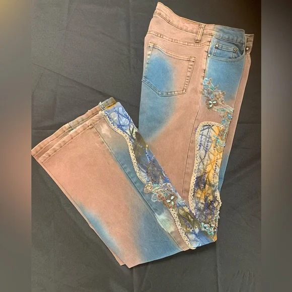 Christine Phillipe jeans decorated with bead and sequins work Size 6 like New - Picture 2 of 6